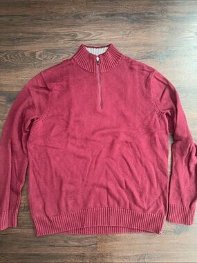 Eddie Bauer Men's Quarter-Zip XLT Sweater - Burgundy